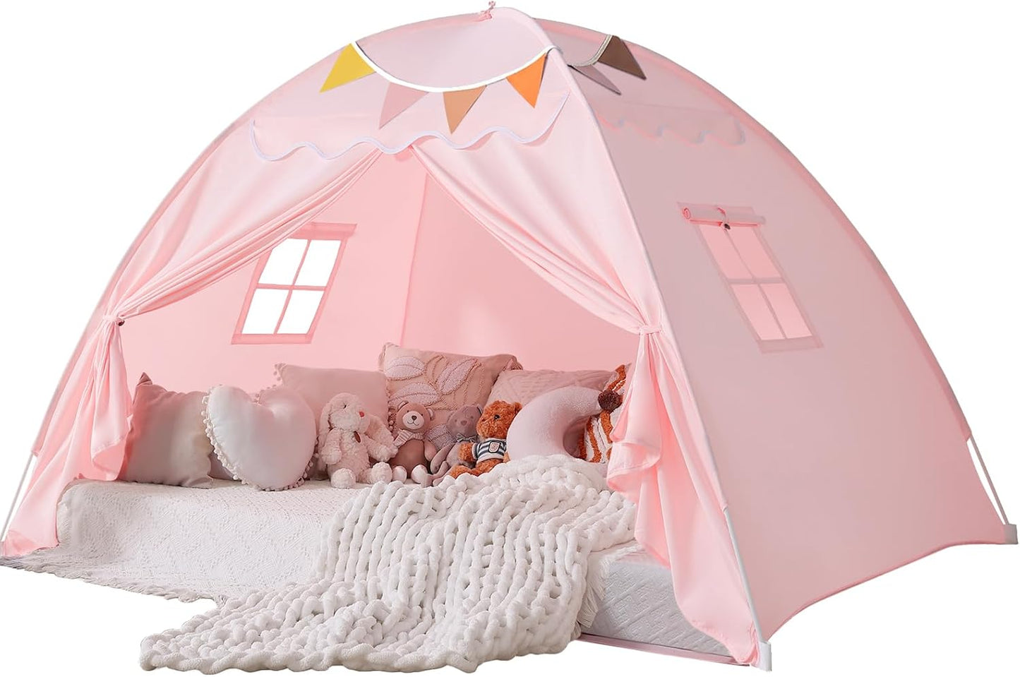 Sumbababy Bed Canopy for Kids:Girls Bed Tent Dream Privacy Sleeping Tents Indoor - Toddler Under Bunk Pink Tent - Girls & Boys Bedroom Privacy Space Sleeping Tents Gifts
