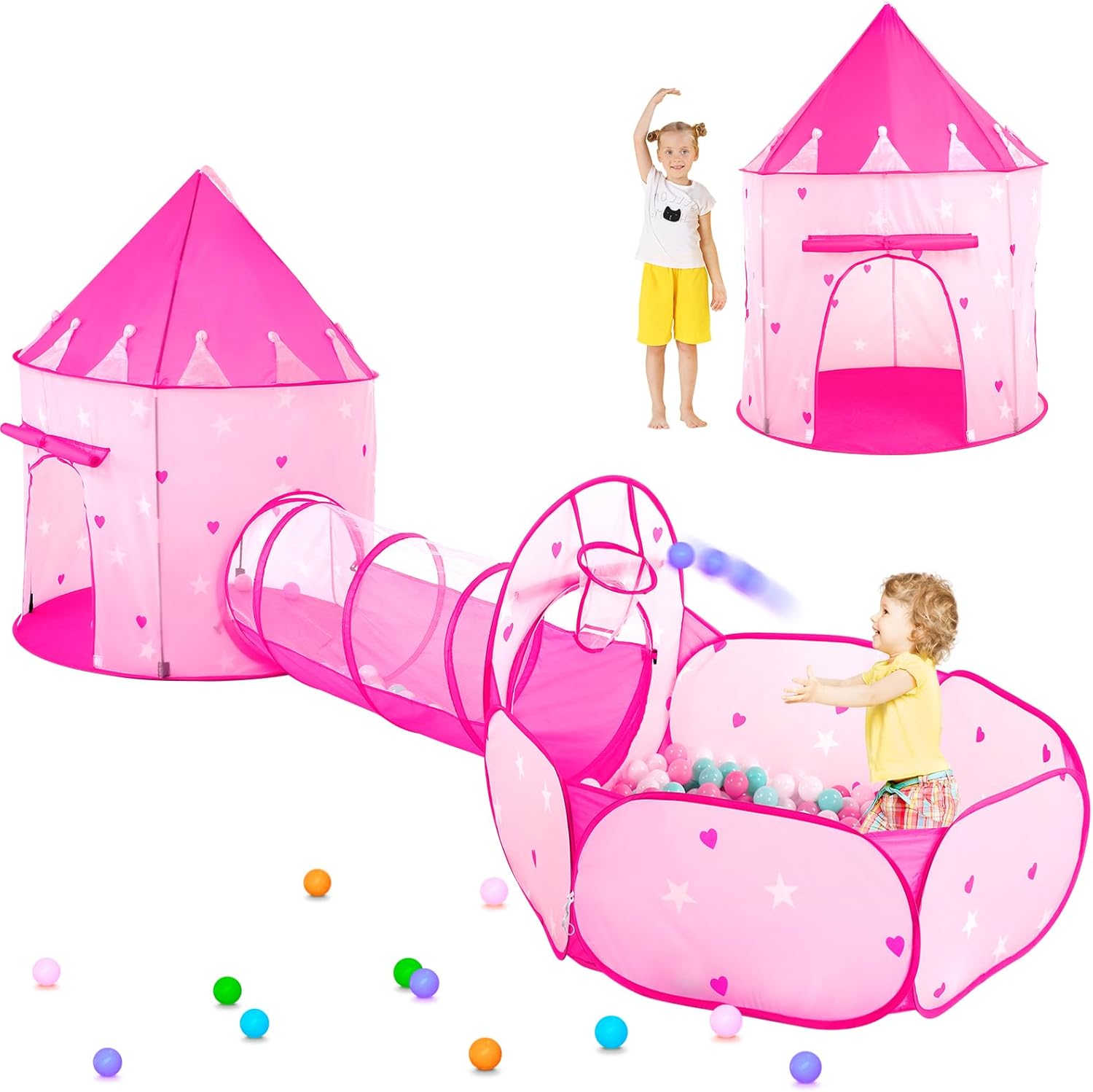 pop up ball pit tent Sumbababy Pop Up Kids Play Tent with Tunnel