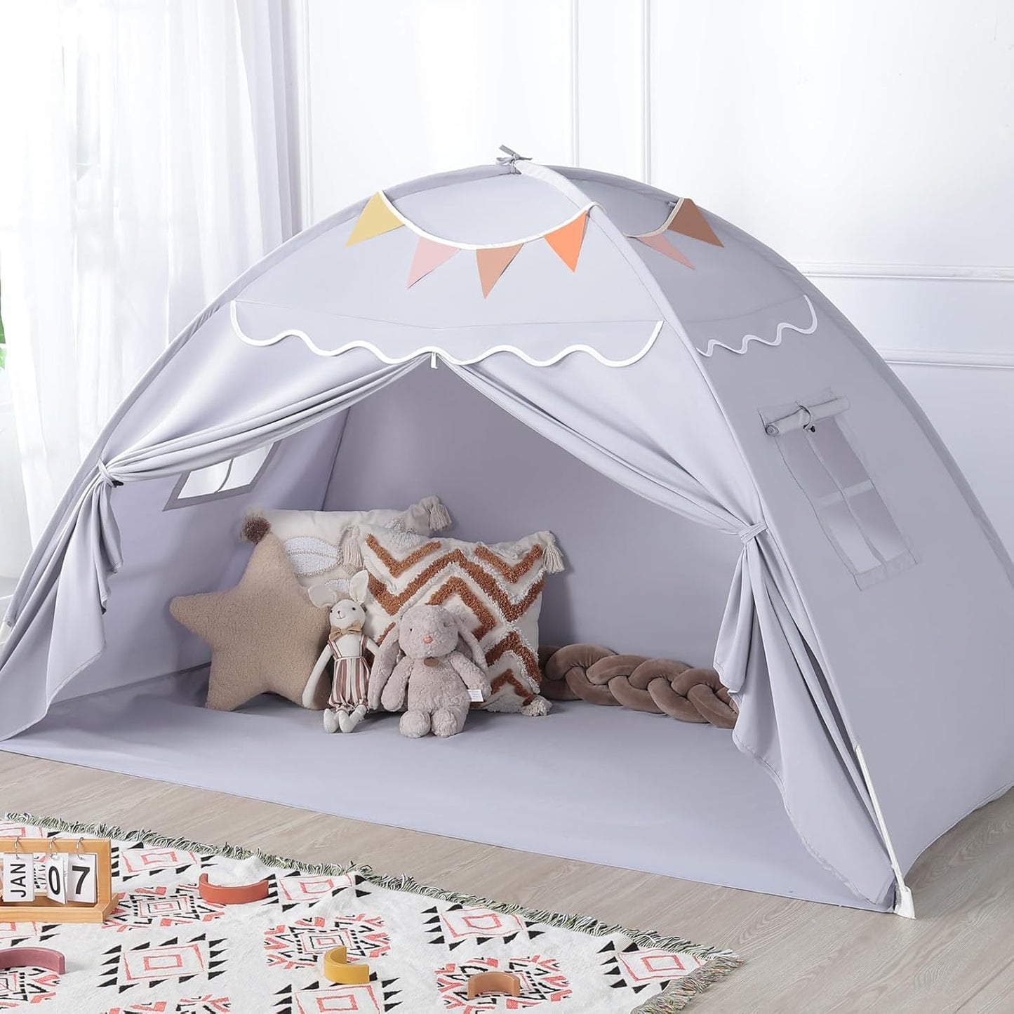 Sumbababy Bed Canopy for Kids:Girls Bed Tent Dream Privacy Sleeping Tents Indoor - Toddler Under Bunk Pink Tent - Girls & Boys Bedroom Privacy Space Sleeping Tents Gifts