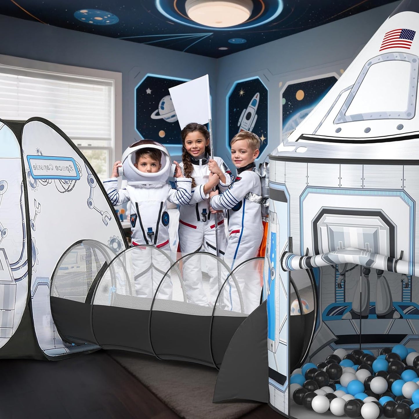 Sumbababy Space Tent for Kids: Space Toy for Baby- Kids Tent with Tunnel - Tunnel Toys for Toddlers.