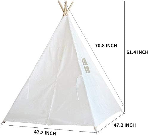 Sumbababy Teepee Tent for Kids Indoor - Natural Canvas Kids Play Tent - Washable Tipi Sleepover Tents with Lights & Carry Bag, Outdoor Toddler Tents for Girls & Boys - Foldable Playroom Gift Toys