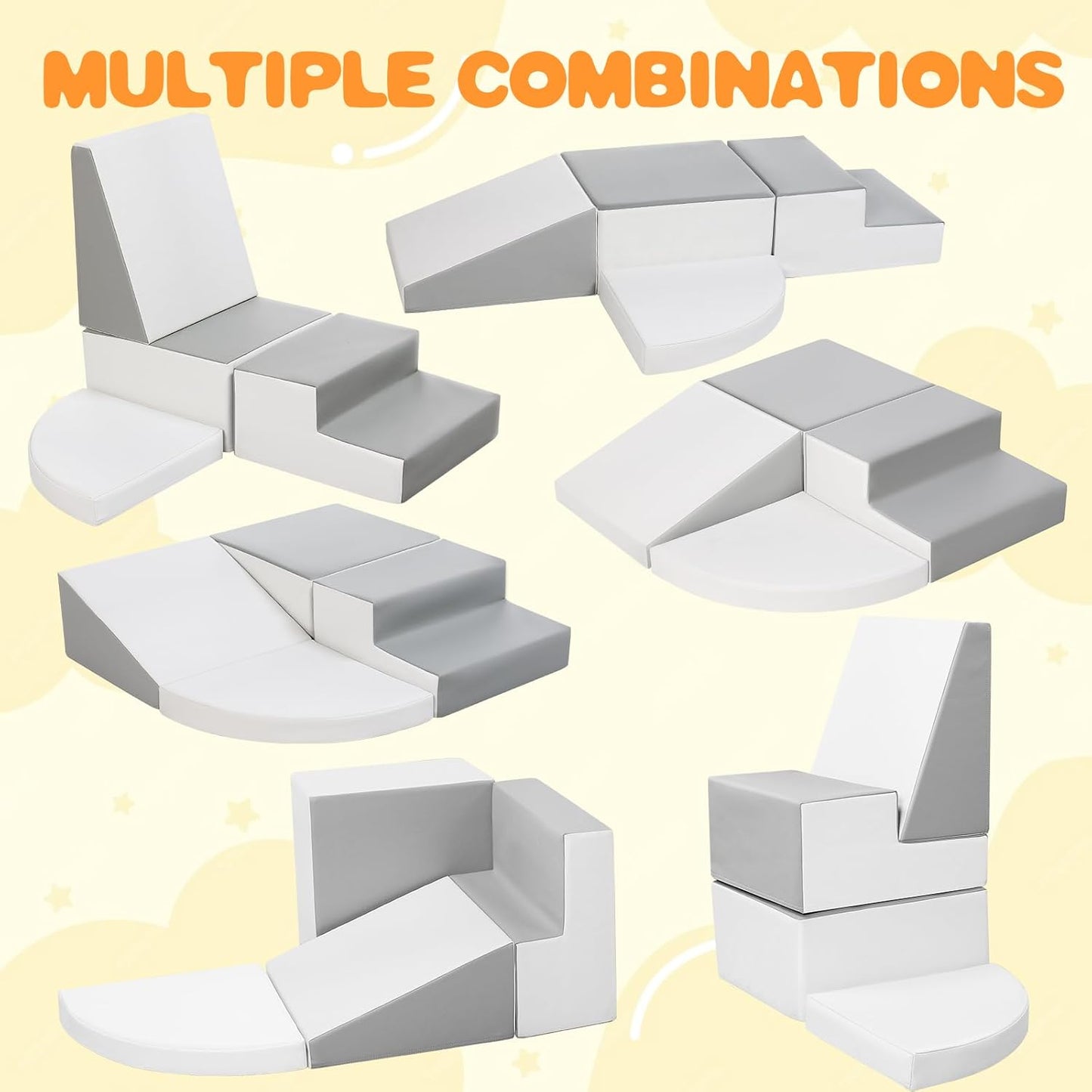 Sumbababy Climbing Foam Blocks for Toddlers: Waterproof Pu Leather Soft Climber - 4 Pcs Toddler Indoor Climbing Toys - Kids Outdoor Playground Playset Best Gift Preschool Daycare Supplies