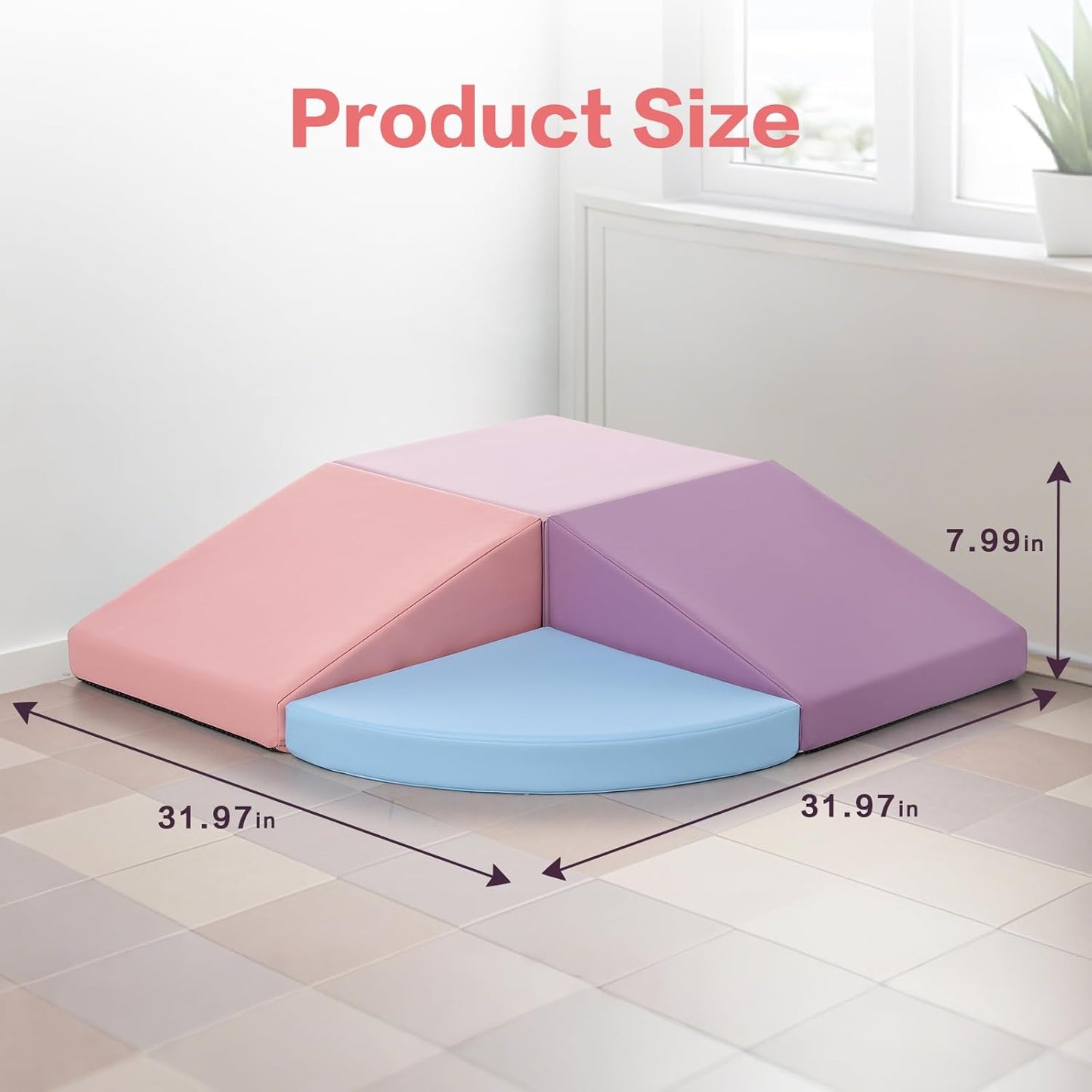 Climbing Foam Blocks for Toddlers: PU Leather Foam Blocks for Kids Active Play - Toddler Climbing Toys Indoor - Durable Playground Gym Preschool Toddler Toys for Boys and Girls (Purple/Pink)