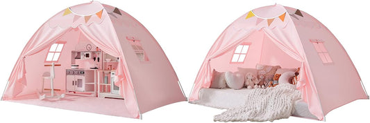 Sumbababy Bed Canopy for Kids：Girls Bed Tent Dream Privacy Sleeping Tents Indoor - Toddler Under Bunk Pink Tent - Girls & Boys Bedroom Privacy Space Sleeping Tents Gifts