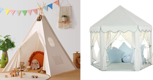 Sumbababy White Teepee Tent for Kids and Green Princess Tent for Toddlers, Gifts Toys for Girls & Boys Indoor & Outdoor Playhouse