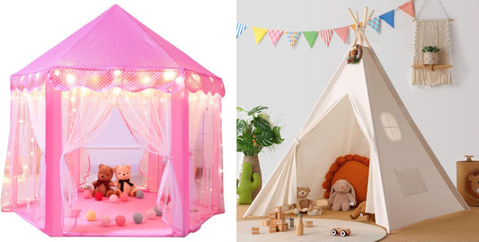 Sumbababy Pink Princess Tent for Toddlers and White Teepee Tent for Kids, Gifts Toys for Girls & Boys Indoor and Outdoor Playhouse