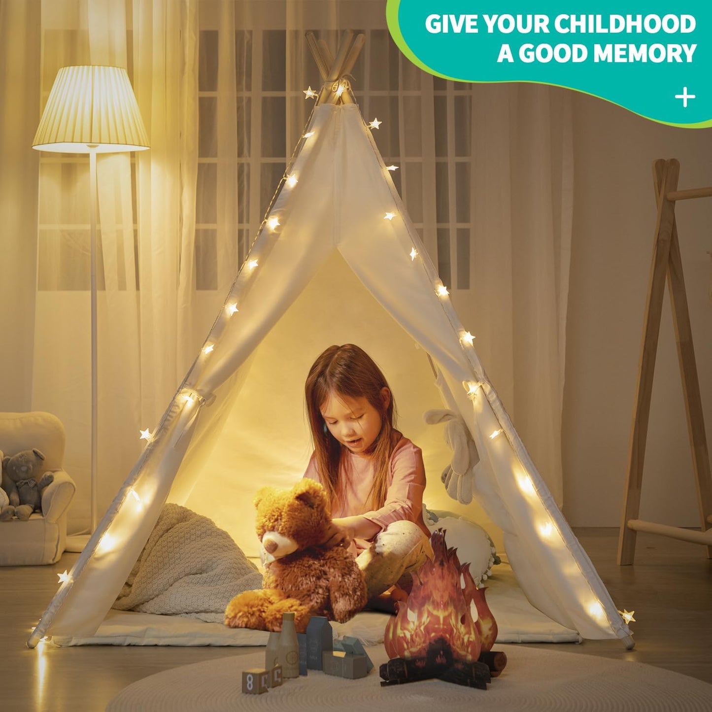Sumbababy Pink Princess Tent for Toddlers and White Teepee Tent for Kids, Gifts Toys for Girls & Boys Indoor and Outdoor Playhouse