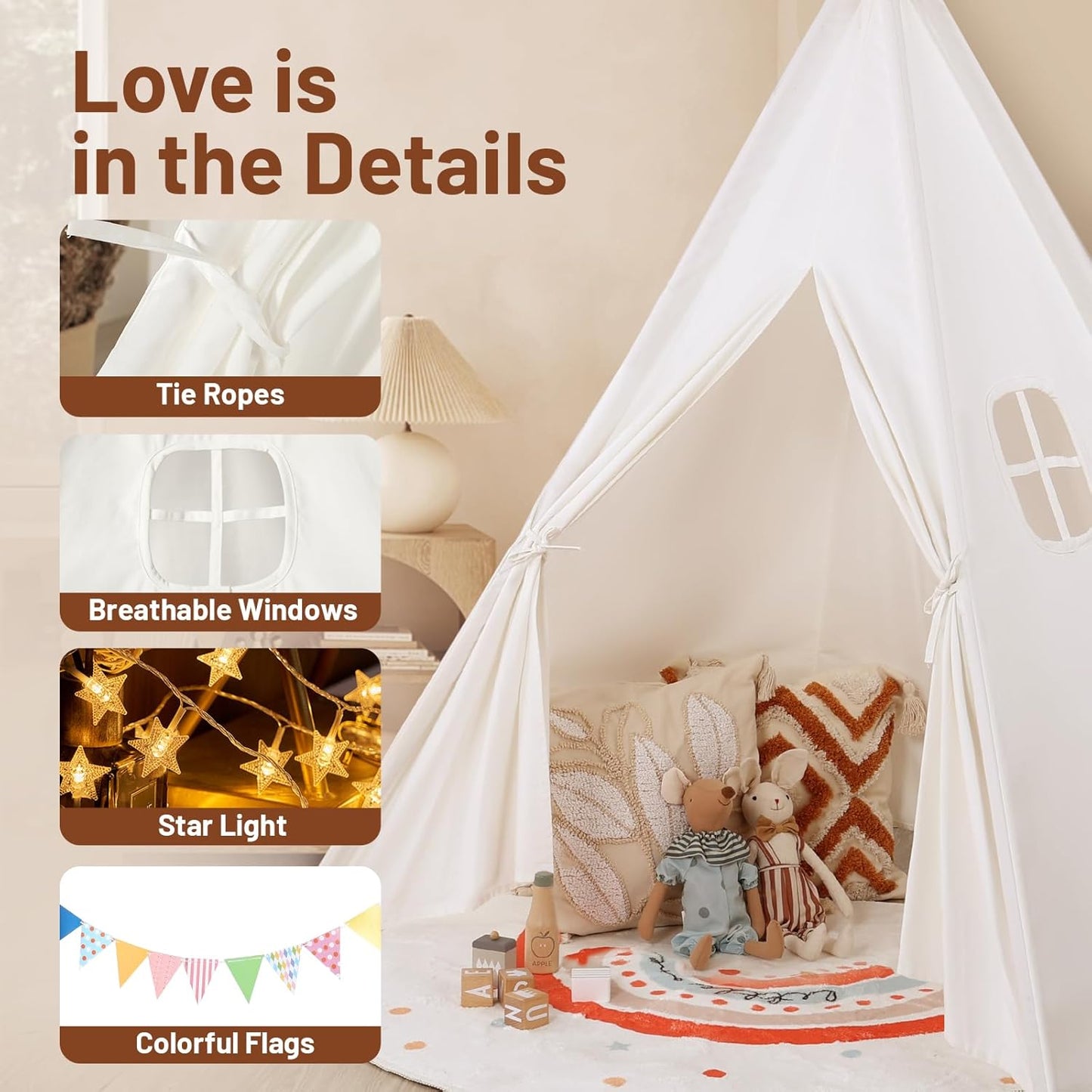 Sumbababy White Teepee Tent for Kids and Green Princess Tent for Toddlers, Gifts Toys for Girls & Boys Indoor & Outdoor Playhouse