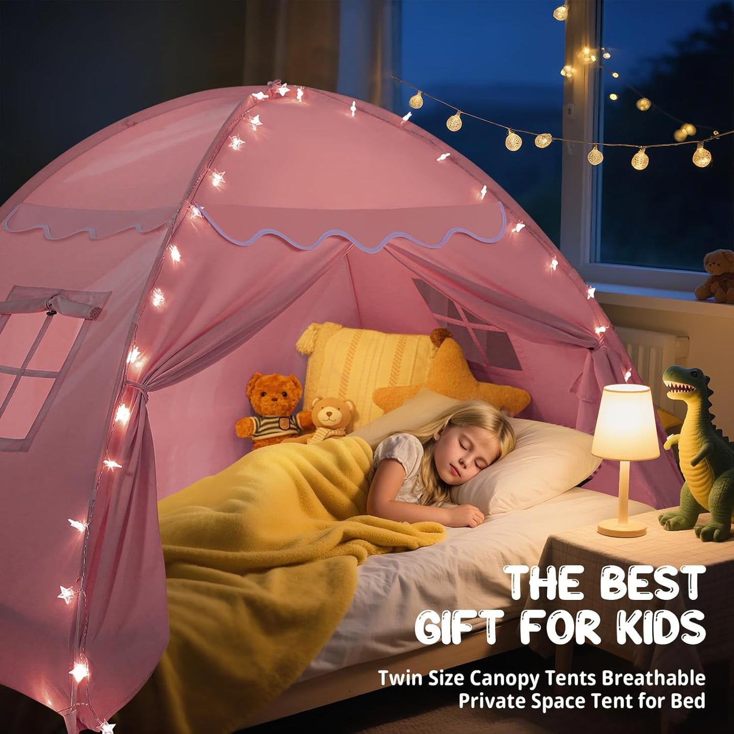 Sumbababy Bed Canopy for Kids：Girls Bed Tent Dream Privacy Sleeping Tents Indoor - Toddler Under Bunk Pink Tent - Girls & Boys Bedroom Privacy Space Sleeping Tents Gifts