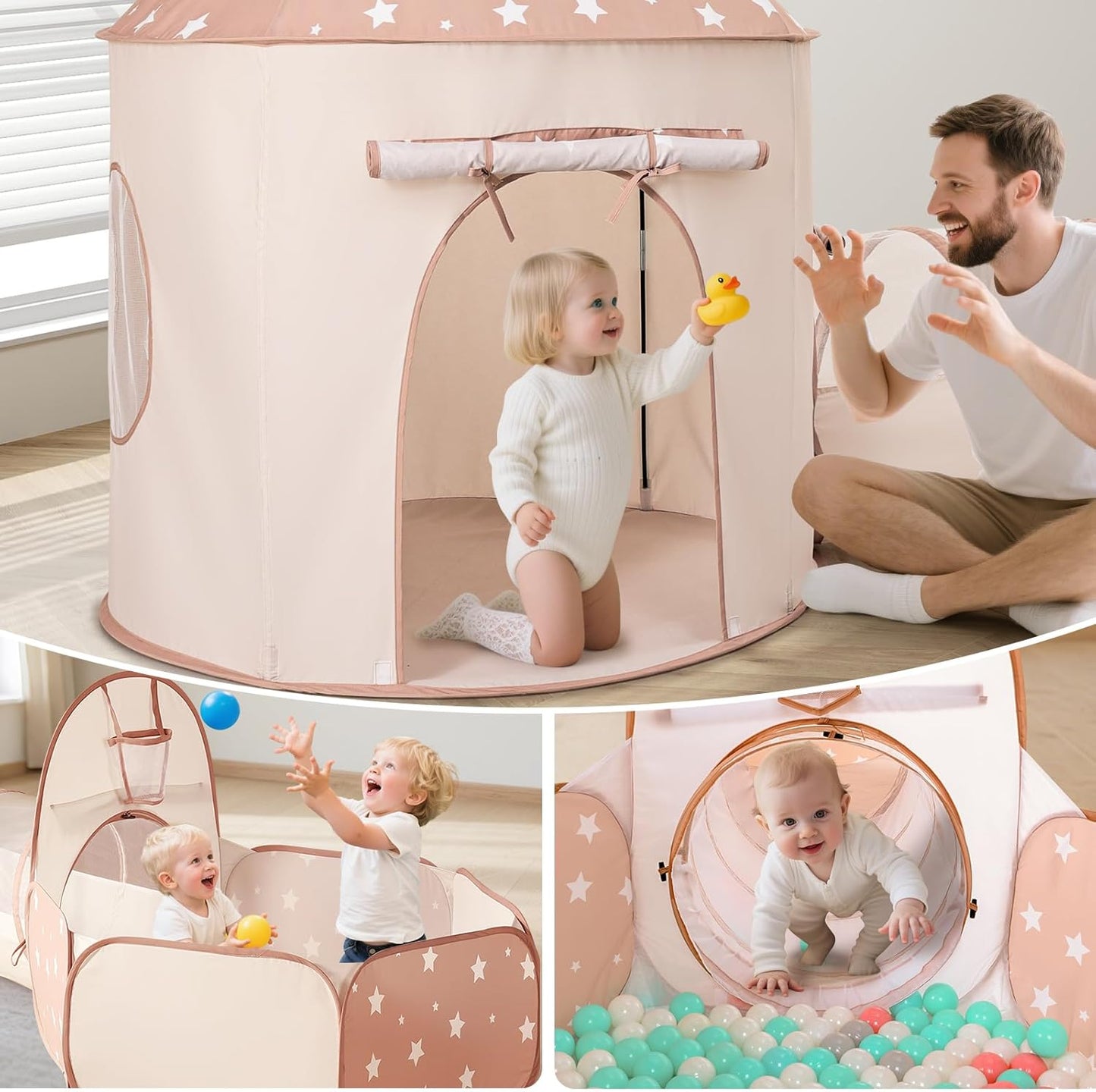 Sumbababy Kids Tent with Crawl Tunnel: Ball Pit for Toddlers - Ball Pit Tunnels for Young Children - Pop Up Baby and Toddler Tent for Indoor & Outdoor