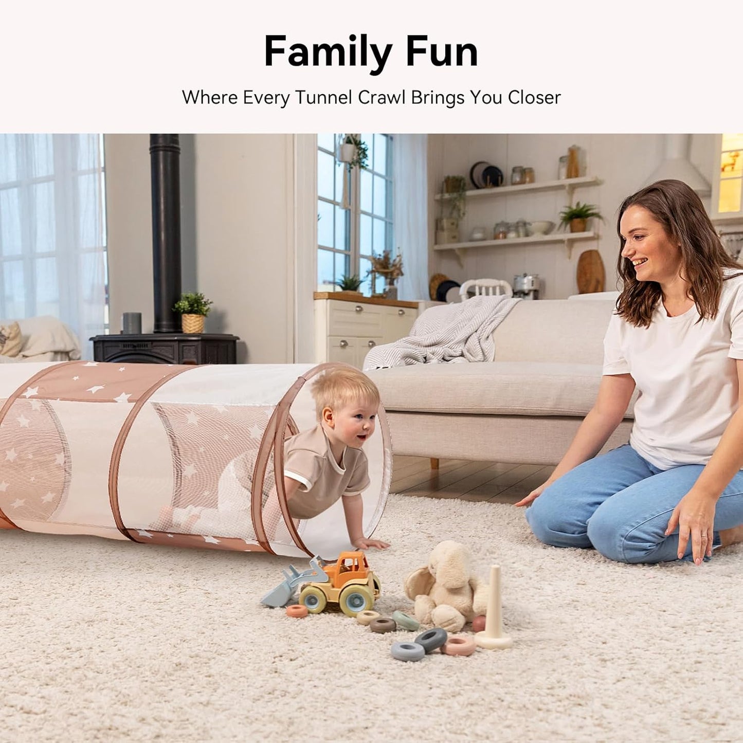 Sumbababy Tunnel Toys for Toddlers: Activity Tunnels for Young Children - Crawl Tunnels for Toddlers and Babies - Pop up Dog Tunnel