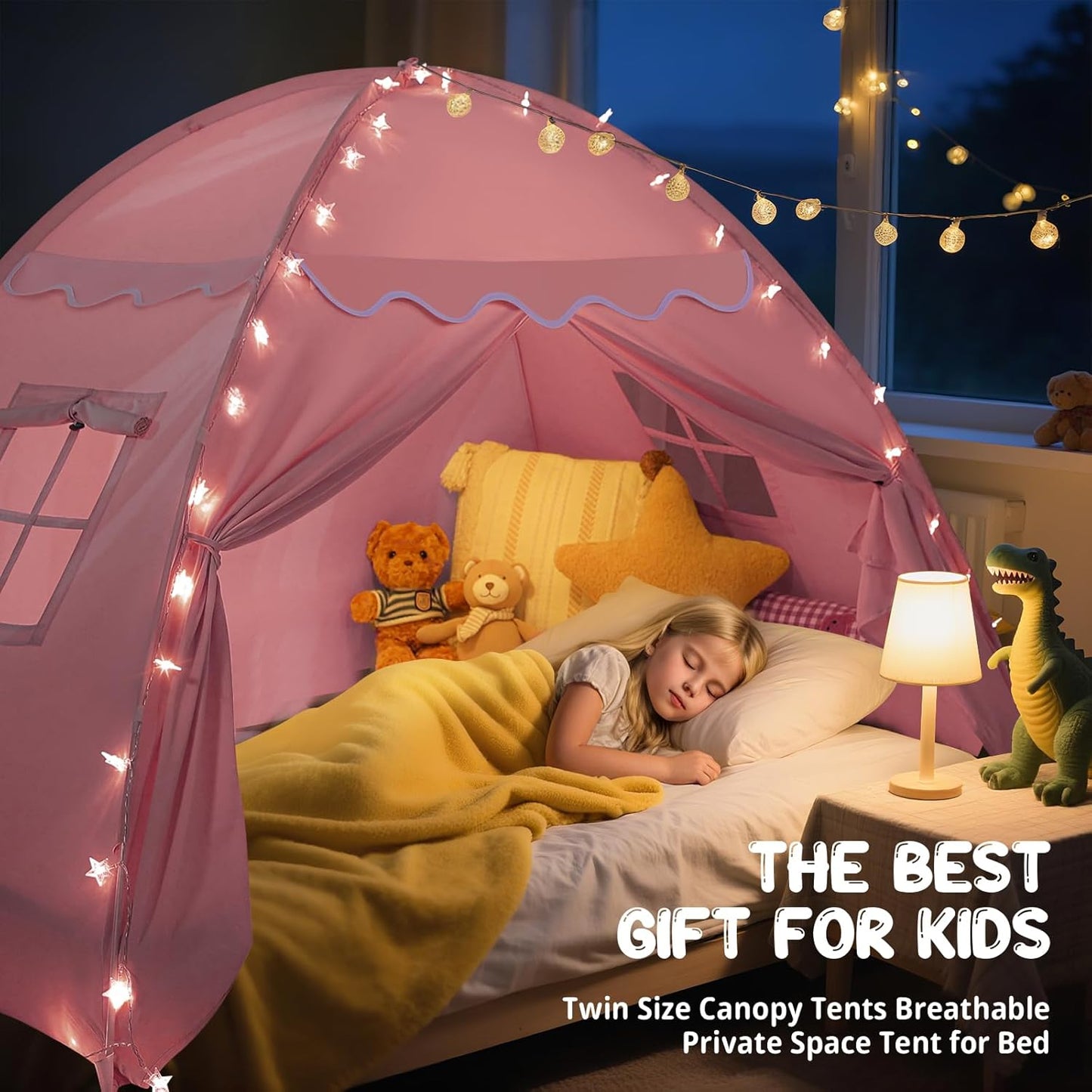 Sumbababy Bed Canopy for Kids：Girls Bed Tent Dream Privacy Sleeping Tents Indoor - Toddler Under Bunk Pink Tent - Girls & Boys Bedroom Privacy Space Sleeping Tents Gifts