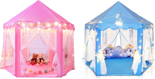 Sumbababy Pink Princess Tent for Toddlers and Blue Play Tent for Kids, Gifts Toys for Girls Indoor & Outdoor Playhouse