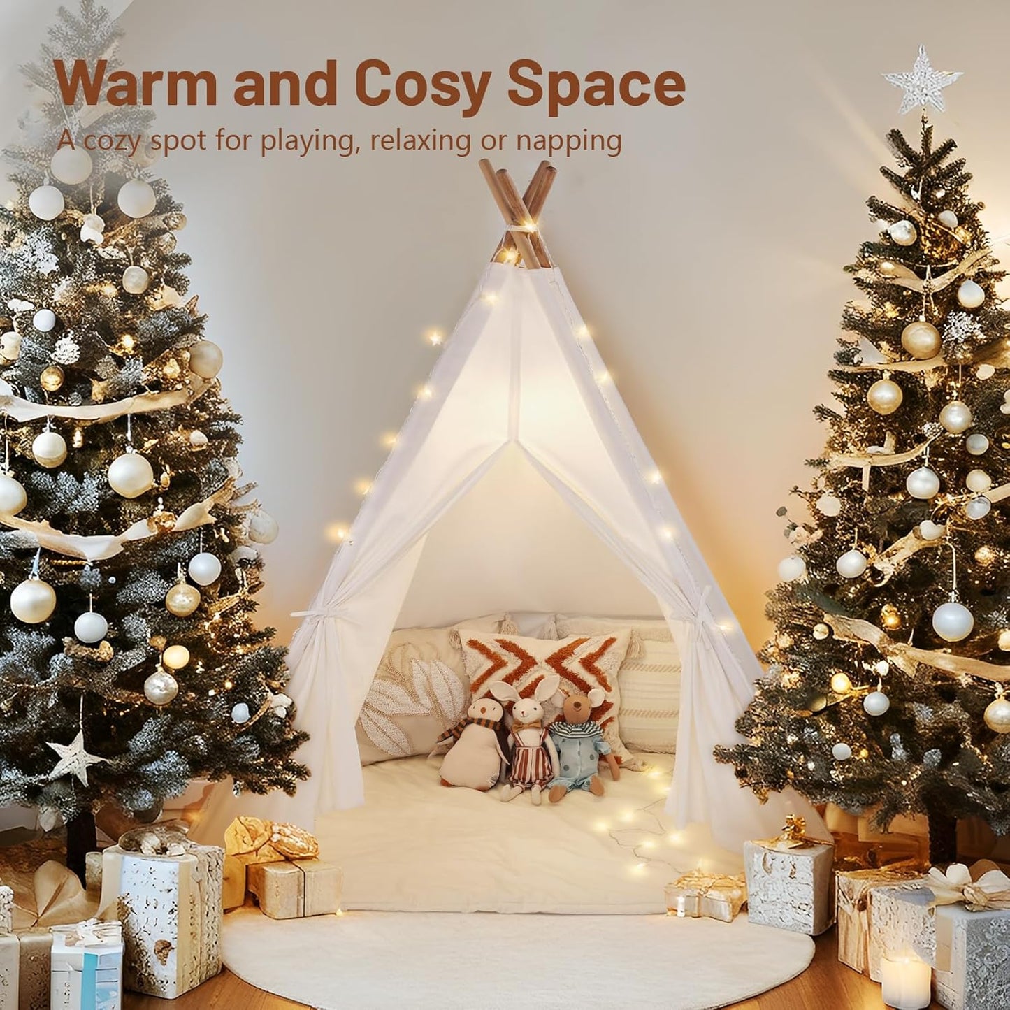 Kids Teepee Tent for Kids, Kid Play Tents for Girls & Boys, Gifts Playhouse for Indoor Outdoor Games, Toddler Toys House for Baby (Tee Pee for Child)