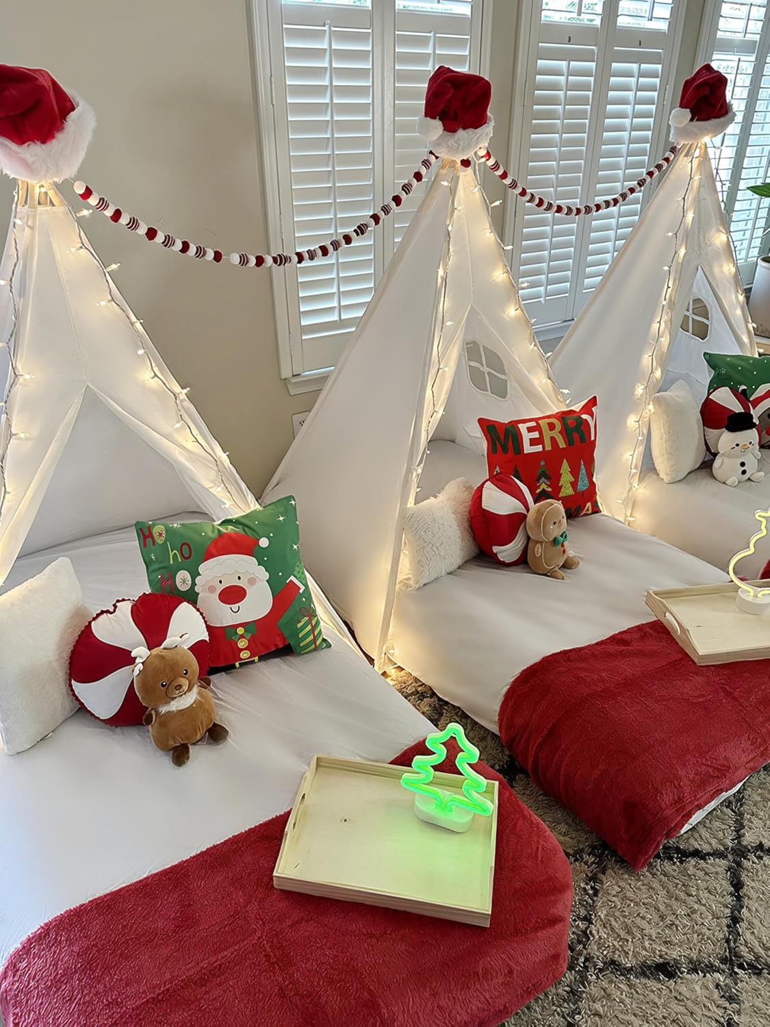 Sumbababy Teepee Tent for Kids Tent Indoor with Mat - Cotton Canvas White Toddler Tee Pee Tents Play House- Collapsible Tents for Slumber Party - Washable Tipi Boho Bedroom Gift Toys for Girls & Boys